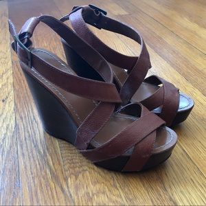 Brown Leather Ralph Lauren Wedges